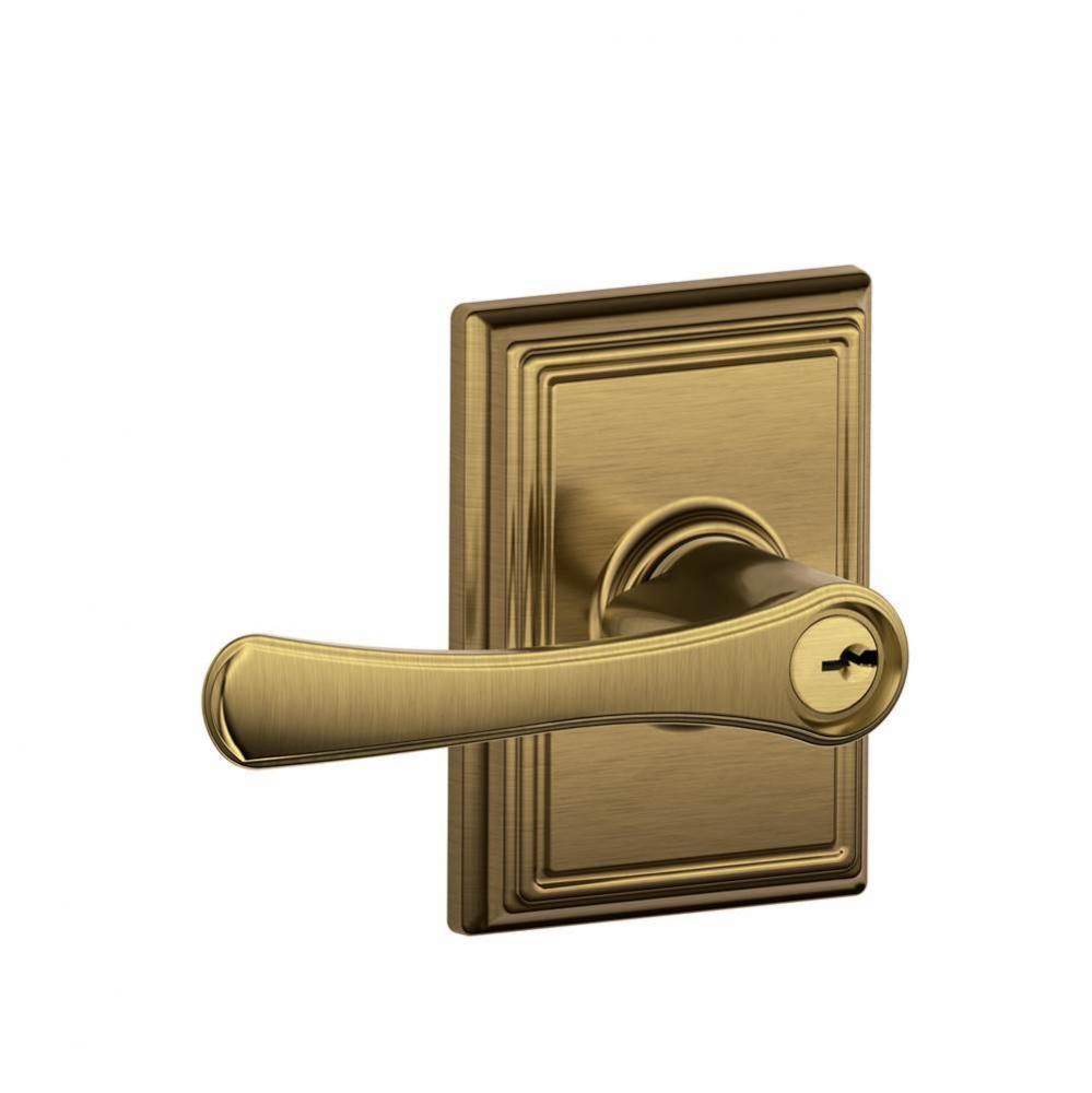 Avila Lever with Addison Trim Keyed Entry Lock in Antique Brass