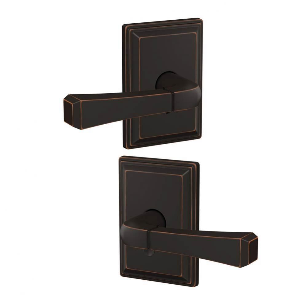 Custom Rivington Lever with Grandville Trim Hall-Closet and Bed-Bath Lock in Aged Bronze