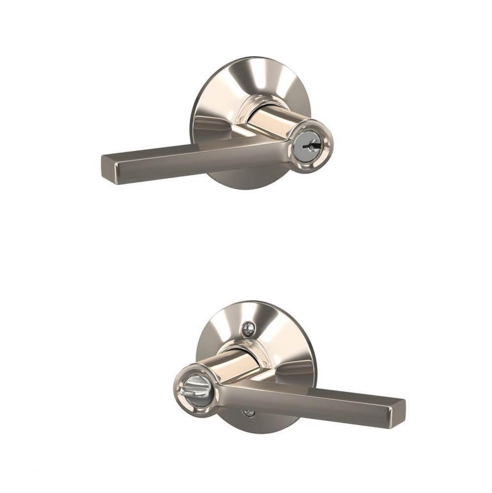 Latitude Lever with Plymouth Trim Keyed Entry Lock in Polished Nickel