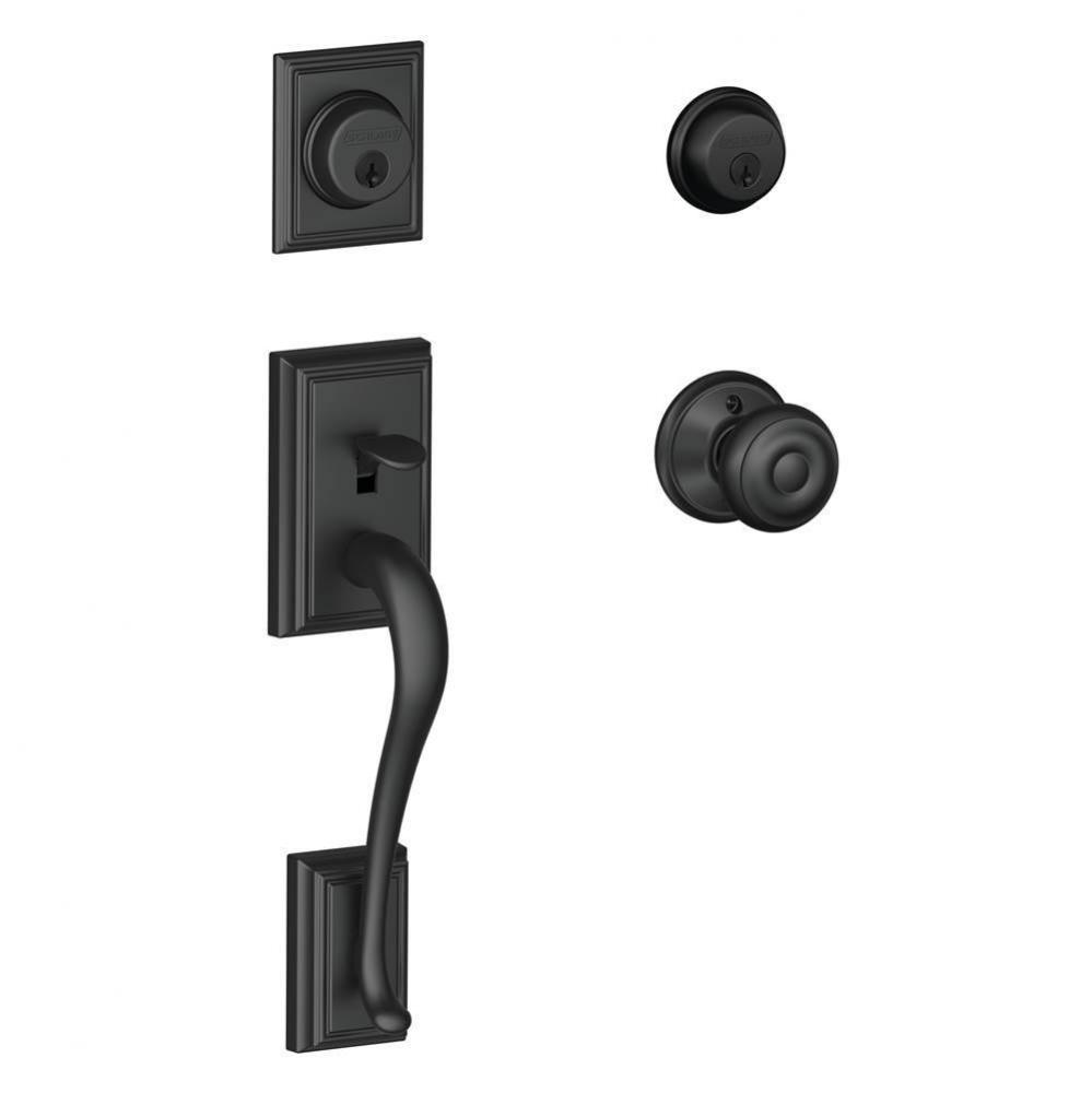 Addison Handleset with Double Cylinder Deadbolt and Georgian Knob in Matte Black