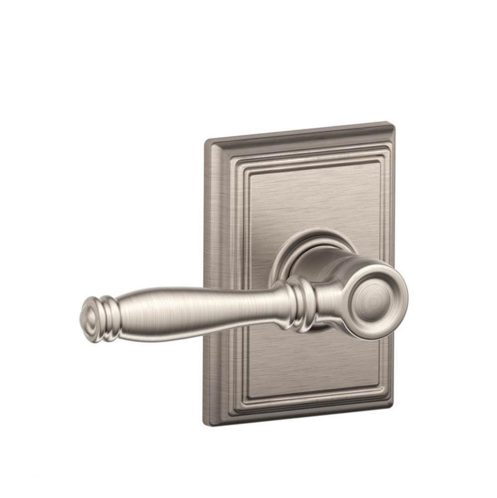 Birmingham Lever with Addison Trim Hall and Closet Lock in Satin Nickel
