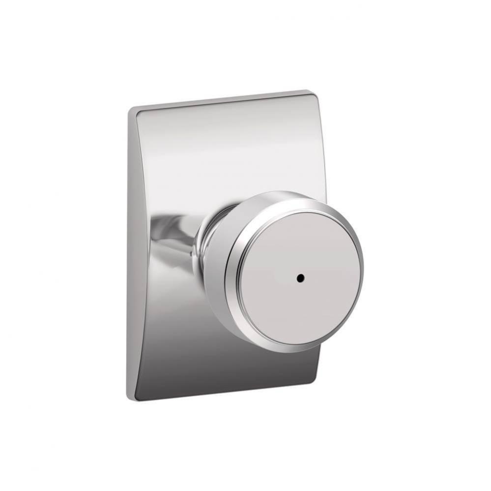 Bowery Knob with Century Trim Bed and Bath Lock in Bright Chrome