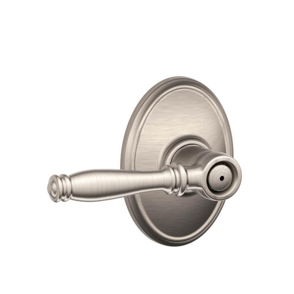 Birmingham Lever with Wakefield Trim Bed and Bath Lock in Satin Nickel