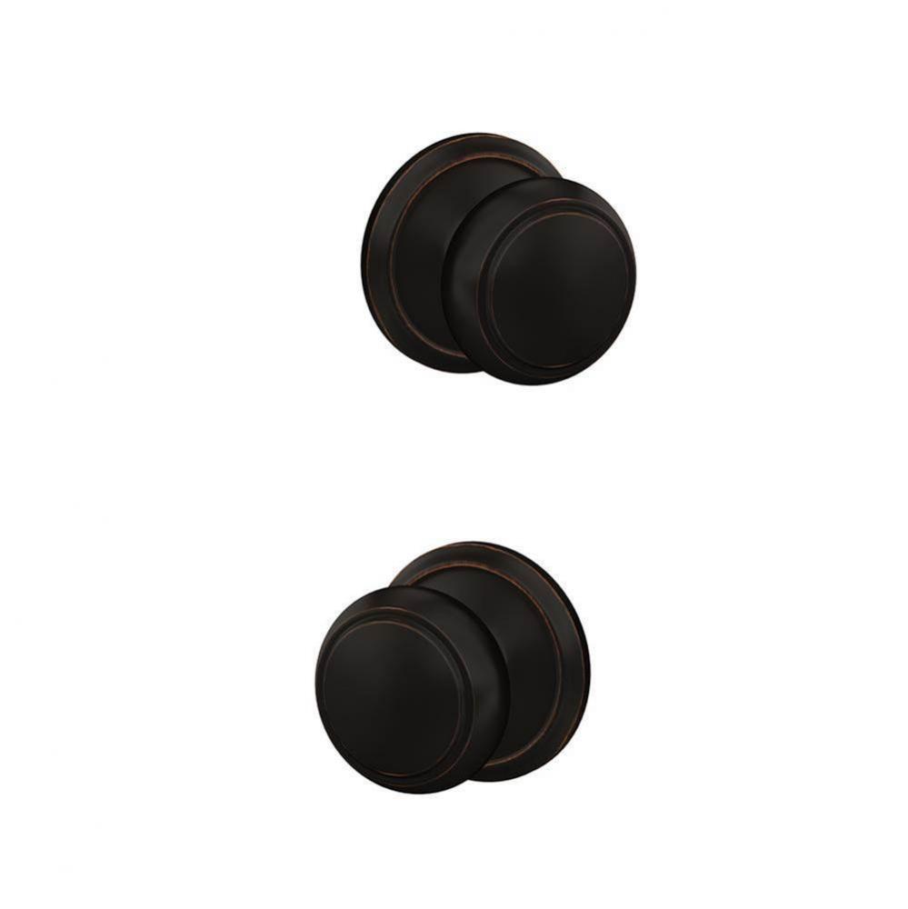 Custom Andover Knob with Alden Trim Hall-Closet and Bed-Bath Lock in Aged Bronze