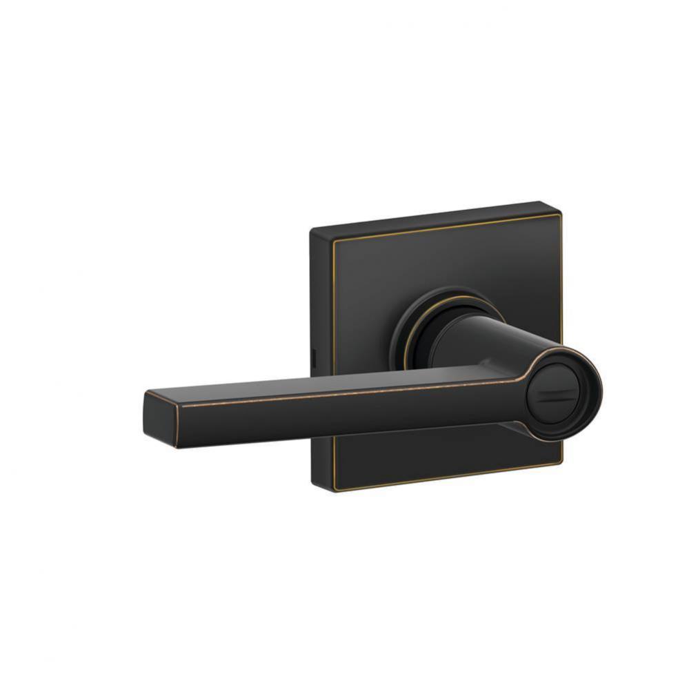 Solstice Lever with Collins Trim Bed and Bath Lock