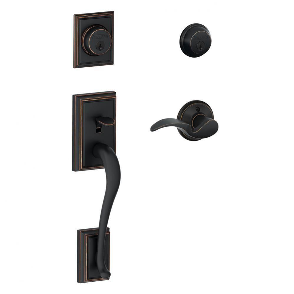 Addison Handleset with Double Cylinder Deadbolt and Avanti Lever in Aged Bronze- Left Handed