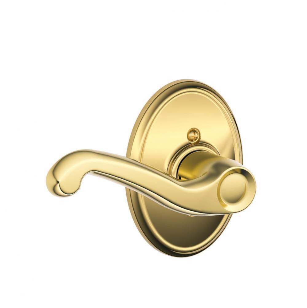 Flair Lever with Wakefield Trim Non-Turning Lock in Bright Brass - Left Handed