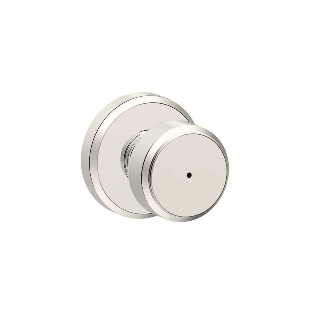 Bowery Knob with Greyson Trim Bed and Bath Lock in Polished Nickel