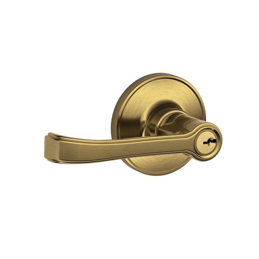 Torino Lever Keyed Entry Lock in Antique Brass