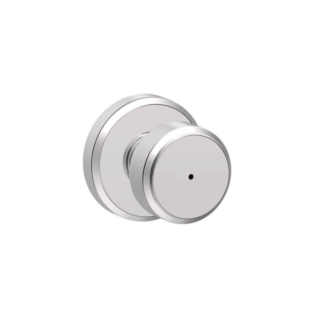 Bowery Knob with Greyson Trim Bed and Bath Lock in Bright Chrome