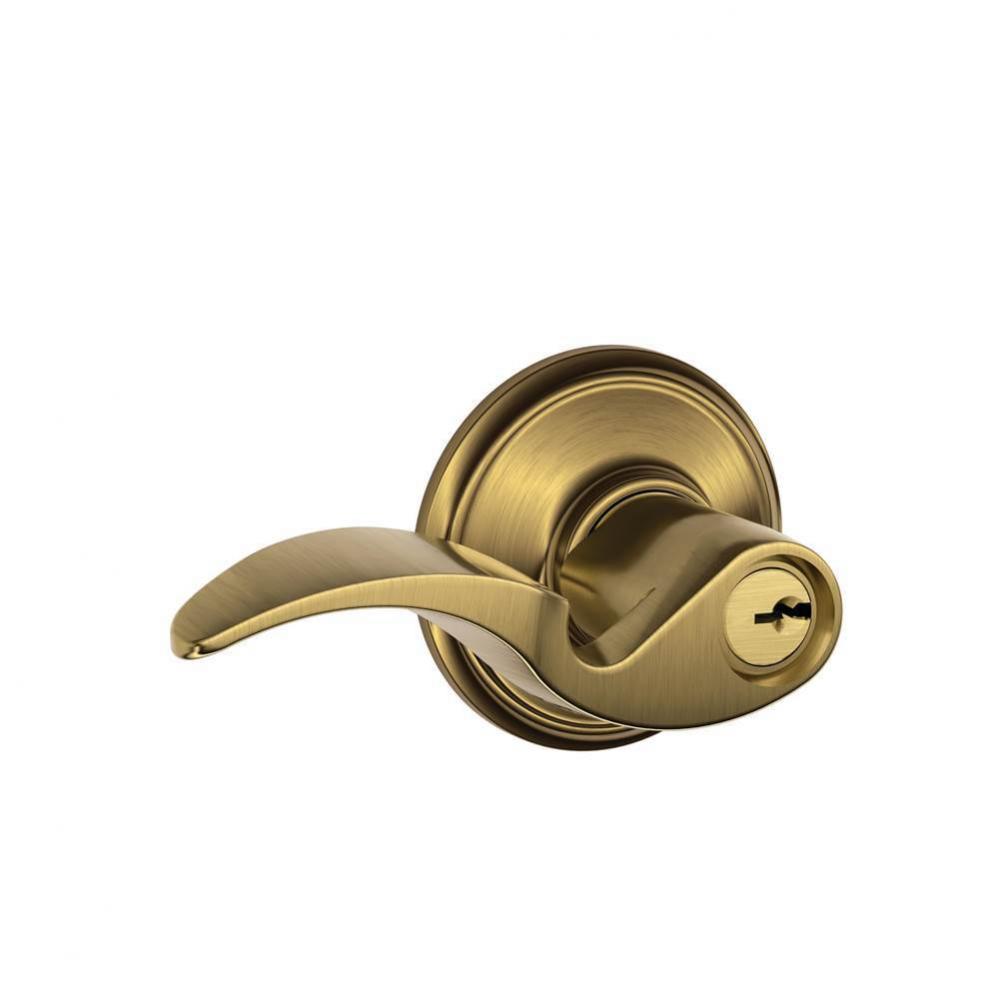 Avanti Lever Keyed Entry Lock in Antique Brass
