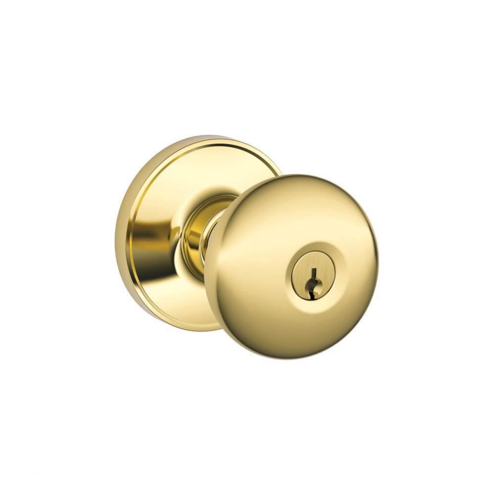 Stratus Knob Keyed Entry Lock in Bright Brass