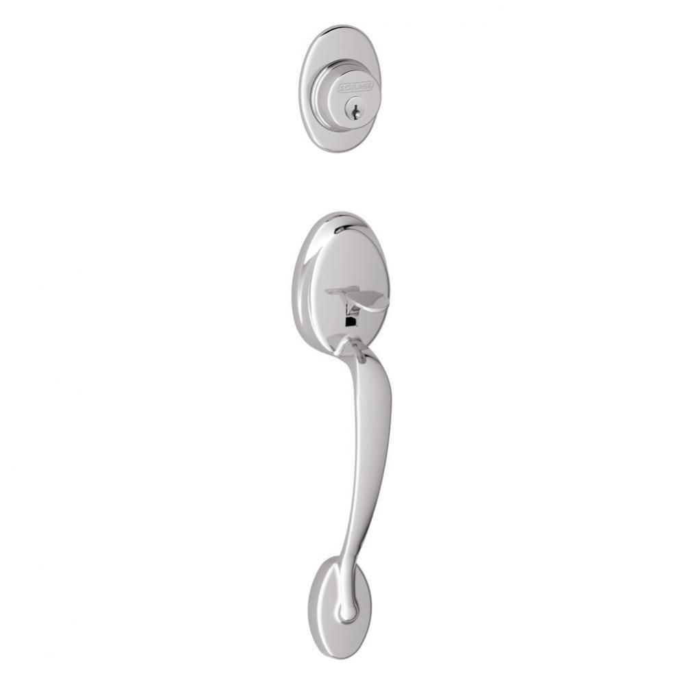 Plymouth Exterior Handleset Grip with Exterior Single Cylinder Deadbolt in Bright Chrome