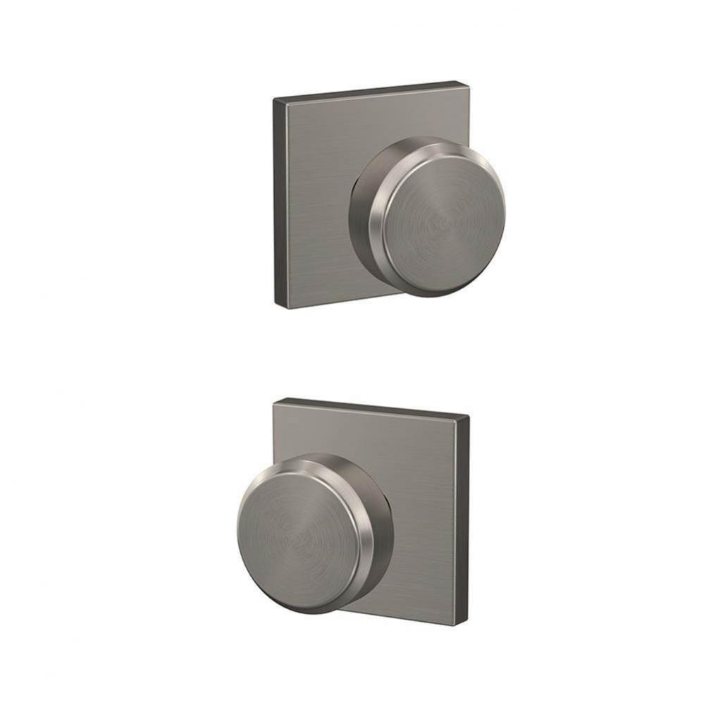 Custom Bowery Knob with Collins Trim Hall-Closet and Bed-Bath Lock in Satin Nickel