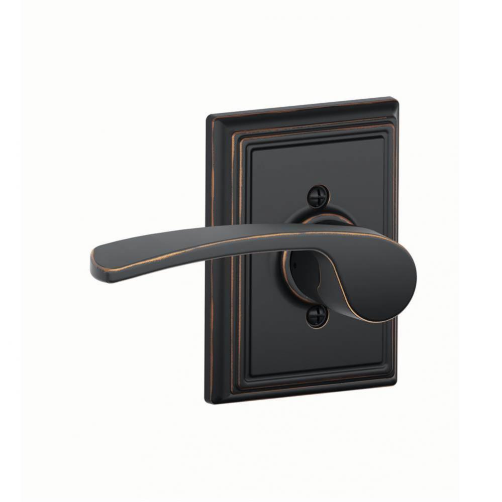 Merano Lever with Addison Trim Non-Turning Lock in Aged Bronze - Left Handed
