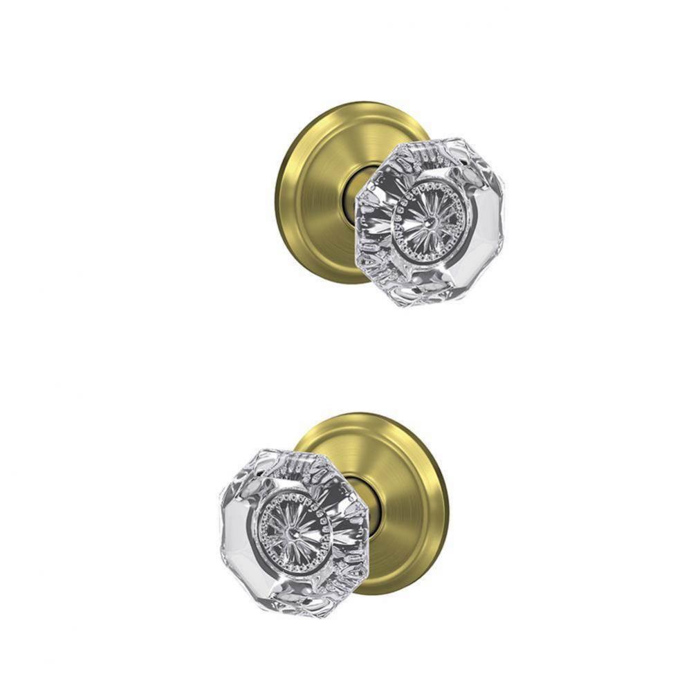 Custom Alexandria Glass Knob with Alden Trim Hall-Closet and Bed-Bath Lock in Satin Brass