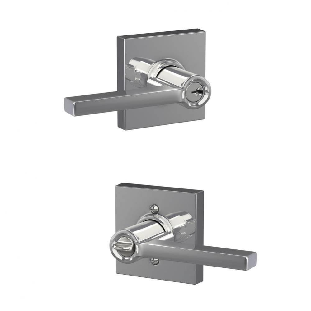 Latitude Lever with Collins Trim Keyed Entry Lock in Bright Chrome