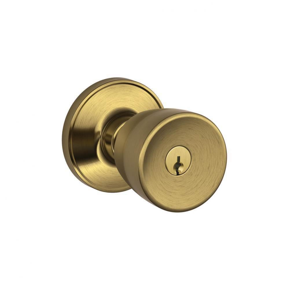 Byron Knob Keyed Entry Lock in Antique Brass