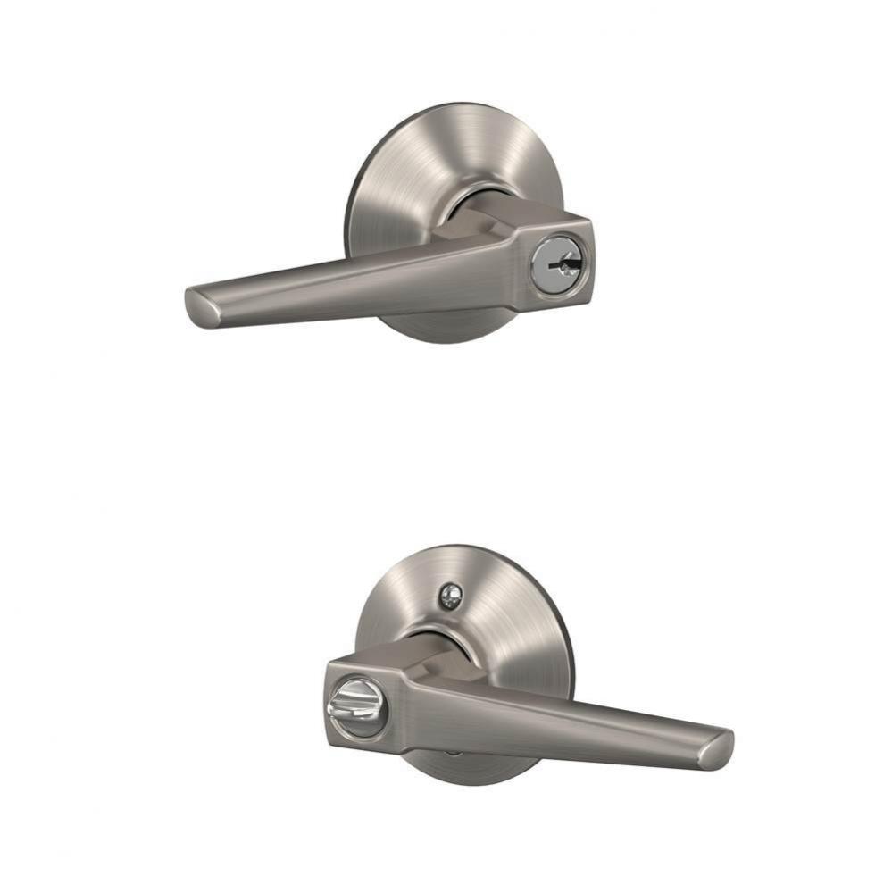 Eller Lever with Plymouth Trim Keyed Entry Lock in Satin Nickel