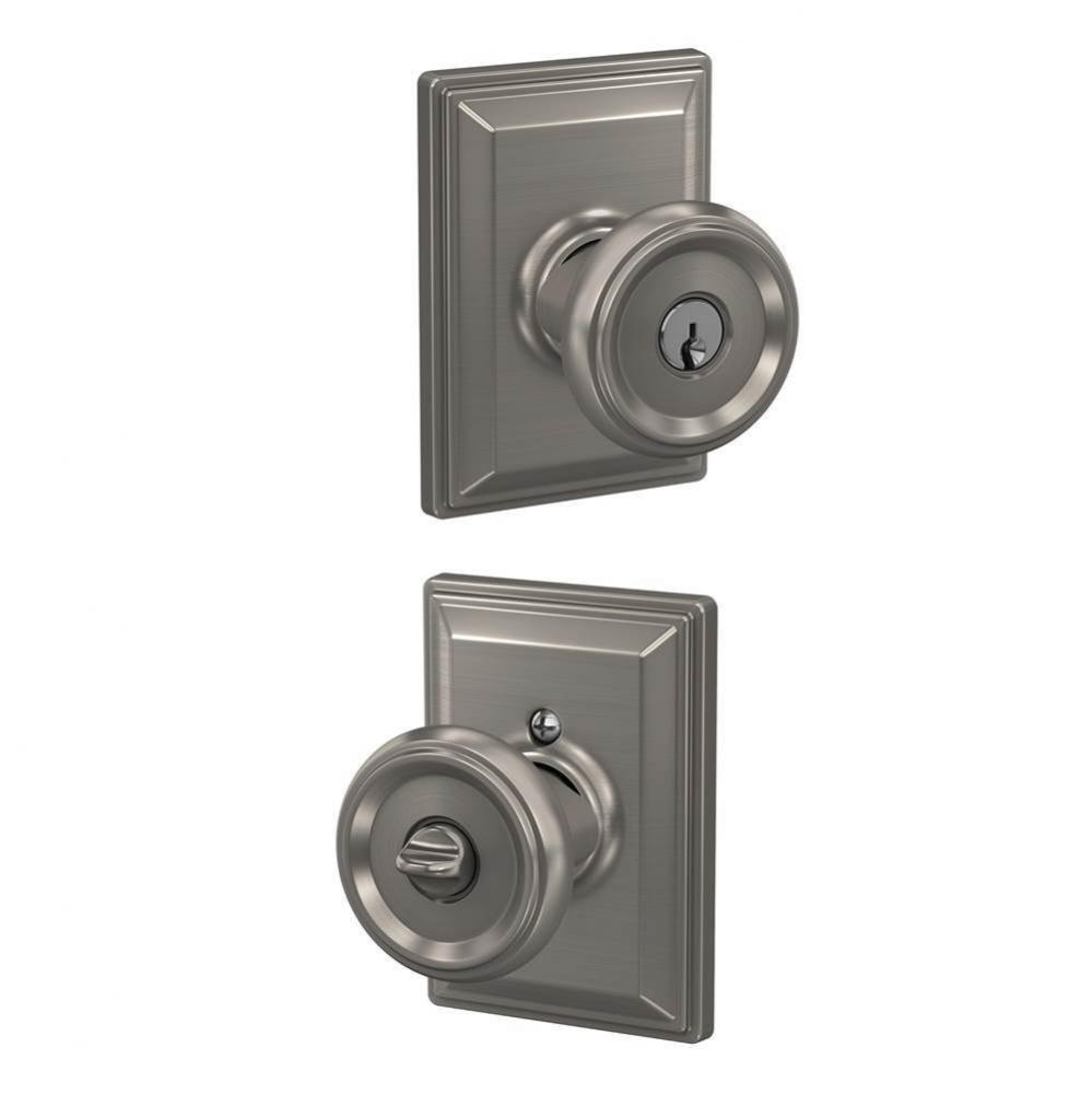 Offerman Knob with Grandville Trim Keyed Entry Lock in Satin Nickel