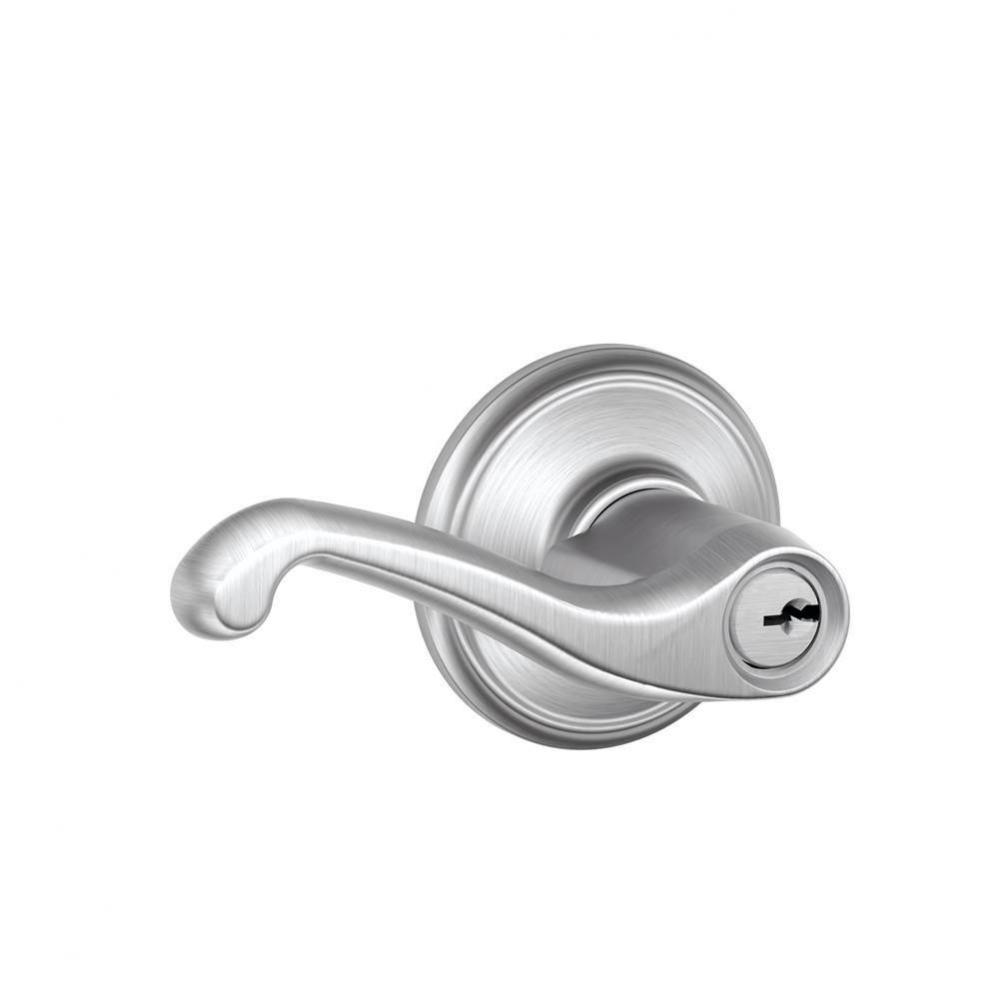 Flair Lever Keyed Entry Lock in Satin Chrome