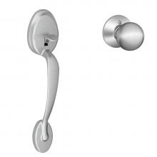 Schlage FE285 PLY 626 ORB - Plymouth Lower Half Handleset and Orbit Knob in Satin Chrome