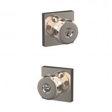 Schlage F51A BWE 618 COL - Bowery Knob with Collins Trim Keyed Entry Lock in Polished Nickel