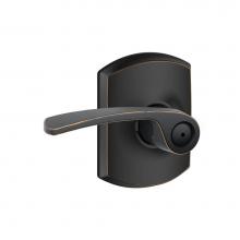 Schlage F40 MER 716 GRW - Merano Lever with Greenwich Trim Bed and Bath Lock in Aged Bronze