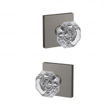 Schlage FC21 ALX 619 COL - Custom Alexandria Glass Knob with Collins Trim Hall-Closet and Bed-Bath Lock in Satin Nickel