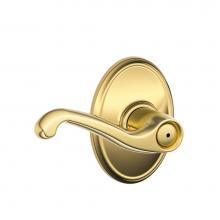 Schlage F40 FLA 605 WKF - Flair Lever with Wakefield Trim Bed and Bath Lock in Bright Brass
