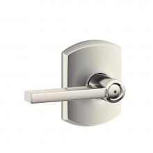 Schlage F40 LAT 618 GRW - Latitude Lever with Greenwich Trim Bed and Bath Lock in Polished Nickel