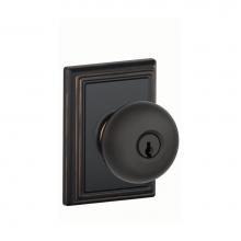 Schlage F51A PLY 716 ADD - Plymouth Knob with Addison Trim Keyed Entry Lock in Aged Bronze