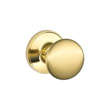 Schlage J10 F STR 605 - Stratus Knob Hall and Closet Lock in Bright Brass