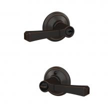 Schlage F51A RVT 716 GEO - Rivington Lever with Georgian Trim Keyed Entry Lock in Aged Bronze
