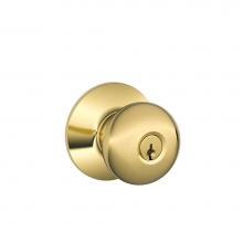 Schlage F51A PLY 505 605 - Plymouth Knob Keyed Entry Lock in Bright Brass