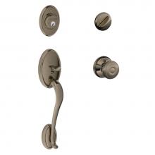 Schlage F60 WKF 620 GEO - Wakefield Handleset with Single Cylinder Deadbolt and Georgian Knob in Antique Pewter