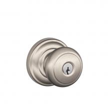 Schlage F51 V AND 619 AND - Andover Knob with Addison Trim Keyed Entry Lock in Satin Nickel