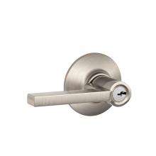 Schlage F51A LAT 619 - Latitude Lever Keyed Entry Lock in Satin Nickel
