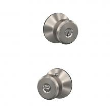 Schlage F51A GC BWE 619 - Bowery Knob Keyed Entry Lock in Satin Nickel