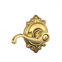 Schlage F40 CLT 605 BRK - Callington Lever with Brookshire Trim Bed and Bath Lock in Bright Brass