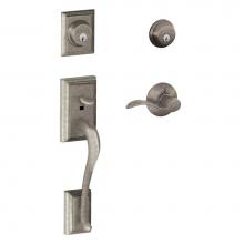 Schlage F62 ADD 621 ACC LH - Addison Handleset with Double Cylinder Deadbolt and Accent Lever in Distressed Nickel- Left Handed