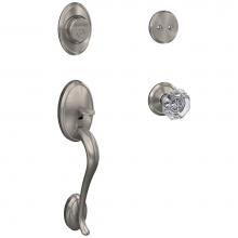 Schlage FC93 WKF 619 ALX ALD - Custom Wakefield Inactive Handleset with Alexandria Glass Knob and Alden Trim in Satin Nickel