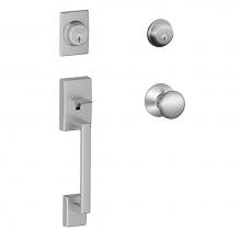Schlage F62 CEN 626 PLY - Century Handleset with Double Cylinder Deadbolt and Plymouth Knob in Satin Chrome