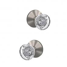 Schlage FC172 HOB 619 KIN - Custom Hobson Non-Turning Glass Knob with Kinsler Trim in Satin Nickel