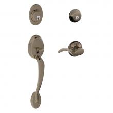 Schlage F62 PLY 620 AVA LH - Plymouth Handleset with Double Cylinder Deadbolt and Avanti Lever in Antique Pewter - Left Handed