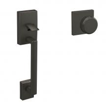 Schlage FC285 CEN 530 BWE COL - Custom Century Front Entry Handle and Bowery Knob with Collins Trim in Black Stainless