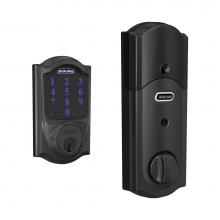 Schlage BE469NX CAM 622 - Connect Touchscreen Deadbolt with alarm with Camelot Trim in Matte Black