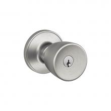 Schlage J54 BYR 630 - Byron Knob Keyed Entry Lock in Satin Stainless Steel