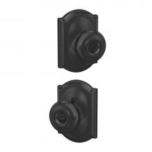 Schlage F51A GC GEO 622 CAM - Georgian Knob with Camelot Trim Keyed Entry Lock in Matte Black