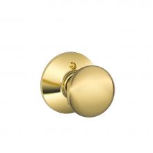 Schlage F170 PLY 505 - Plymouth Knob Non-Turning Lock in Bright Brass